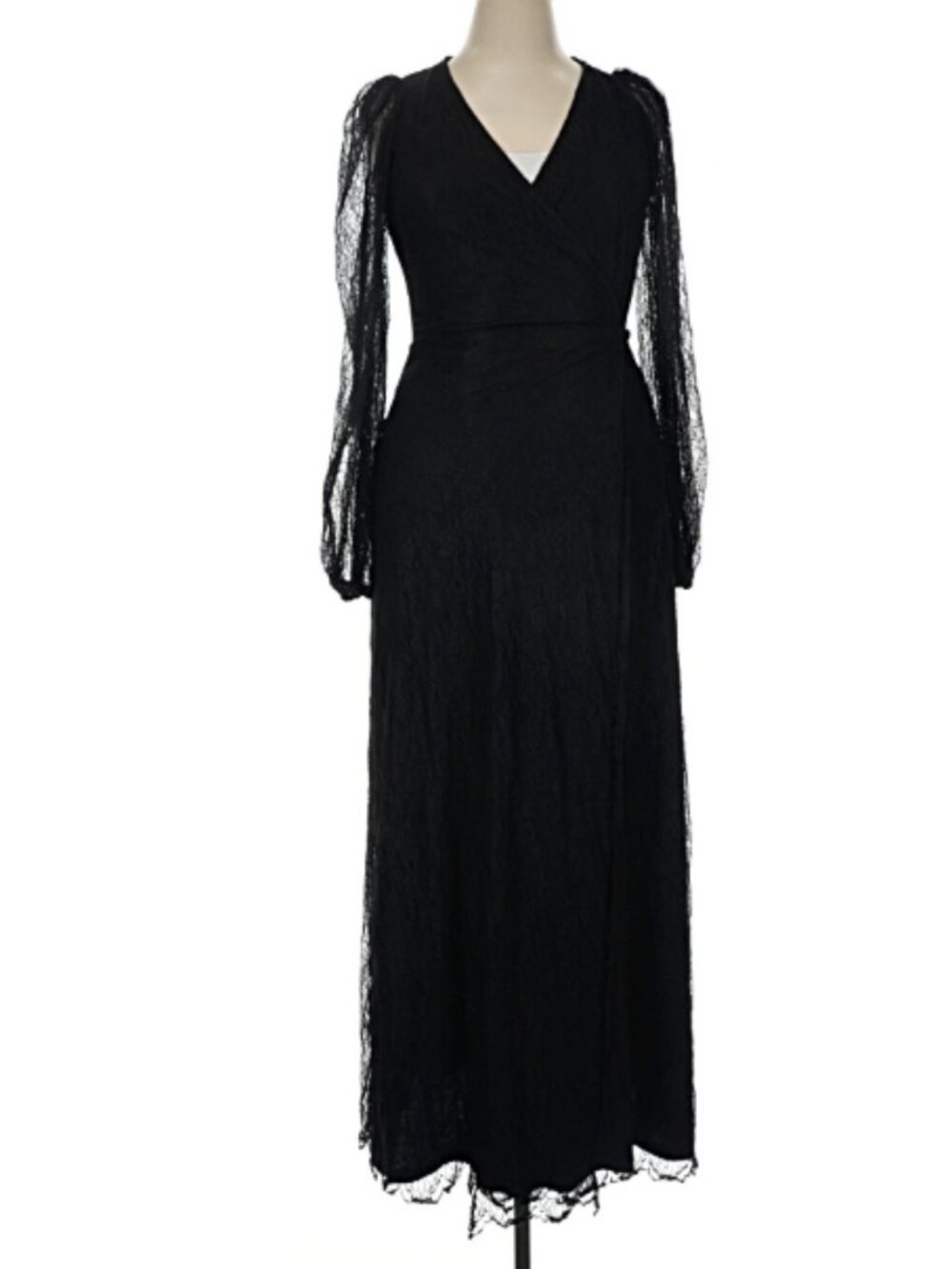 La Femme en Noir Black Widow Wrap Gown in Black Lace size XL by Micheline Pitt - Picture 5 of 7